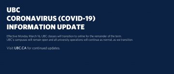 UBC UPDATE: Coronavirus (COVID-19) and UBC’s response