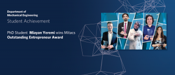 MECH PhD student wins Mitacs Outstanding Entrepreneur Award