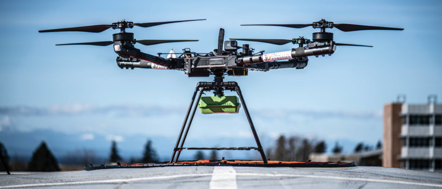 Drone gets ready for takeoff