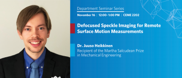 Nov 16, 2022: Seminar – Dr. Juuso Heikkinen: Defocused Speckle Imaging for Remote Surface Motion Measurements