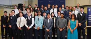 Graduating students receive degrees with distinction at the UBC Mechanical Engineering Graduation Awards Ceremony.