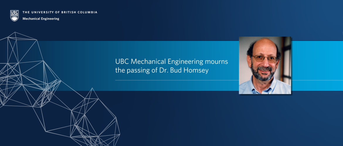 UBC MECH mourns the passing of Professor Emeritus G.W. "Bud" Homsy